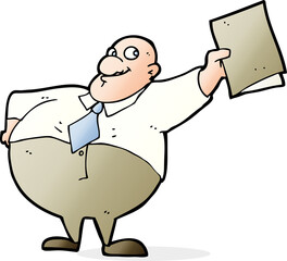 cartoon happy boss with file