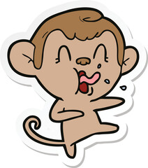 sticker of a crazy cartoon monkey dancing