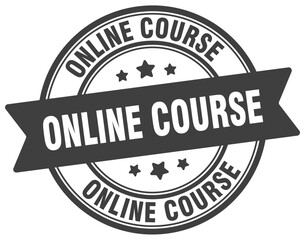 online course stamp. online course label on transparent background. round sign