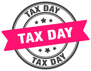 tax day stamp. tax day label on transparent background. round sign