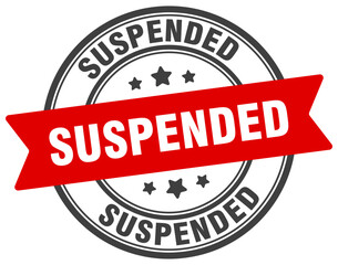 suspended stamp. suspended label on transparent background. round sign