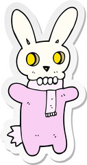 sticker of a cartoon spooky skull rabbit