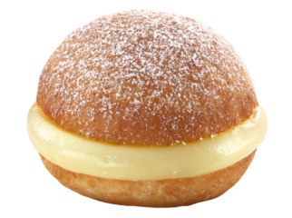 sobremesa sonho recheado de baunilha isolado em fundo transparente