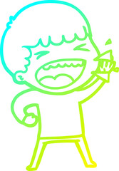 cold gradient line drawing cartoon laughing man