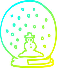 cold gradient line drawing cartoon snowglobe