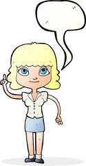cartoon woman with idea with speech bubble