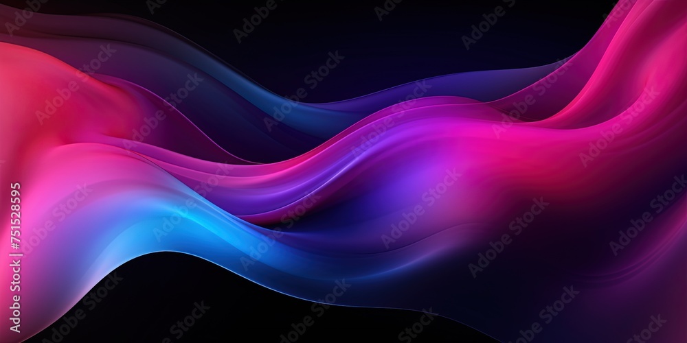 Wall mural Vibrant color gradient on black background, abstract purple pink blue black poster design, copy space