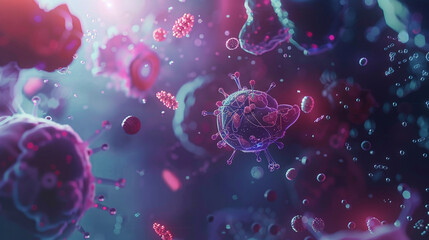 Nanotech in healthcare microscopic view of nanobots and cells clean lines health revolution