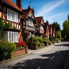 Quintessential British Residential Architecture Embodying Tranquility & Charm - obrazy, fototapety, plakaty