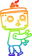 rainbow gradient line drawing cartoon robot