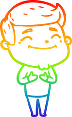 rainbow gradient line drawing happy cartoon man