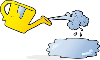 cartoon watering can pouring