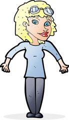 cartoon woman wearing goggles