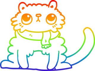 rainbow gradient line drawing cartoon cat