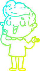cold gradient line drawing happy cartoon man