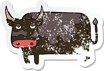 retro distressed sticker of a cartoon cow