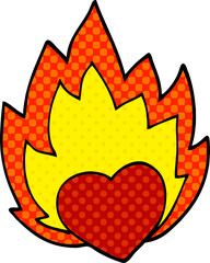 cartoon doodle flaming heart
