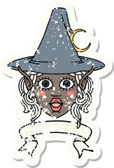 elf mage character face with banner illustration