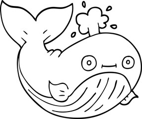 line drawing cartoon sea whale