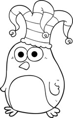 black and white cartoon funny bird