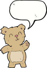 cartoon teddy bear with speech bubble
