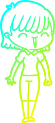 cold gradient line drawing cartoon woman