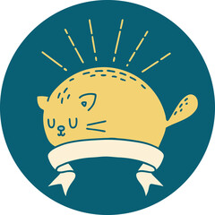 icon of tattoo style happy cat