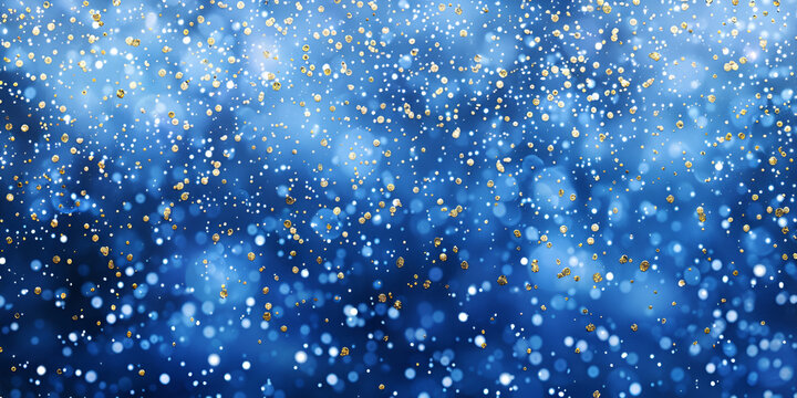 Golden glitter texture sparkling snow dust falling background Blue Glitter texture christmas abstract Reflective bokeh effect glitter