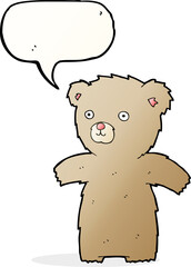 cute cartoon teddy bear with speech bubble