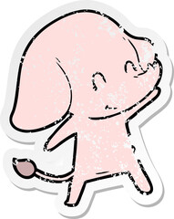 distressed sticker of a cute cartoon elephant