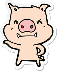 sticker of a angry cartoon pig