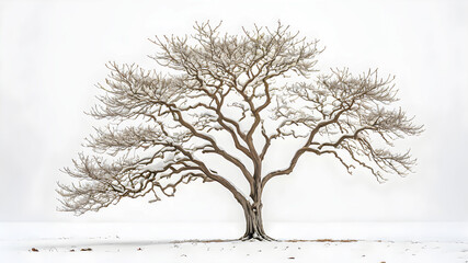 Snow covered tree isolated on a white background.