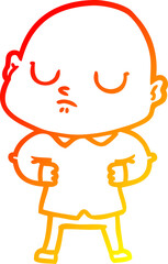 warm gradient line drawing cartoon bald man