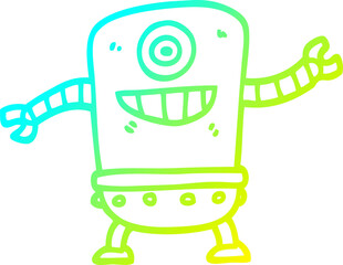 cold gradient line drawing cartoon robot