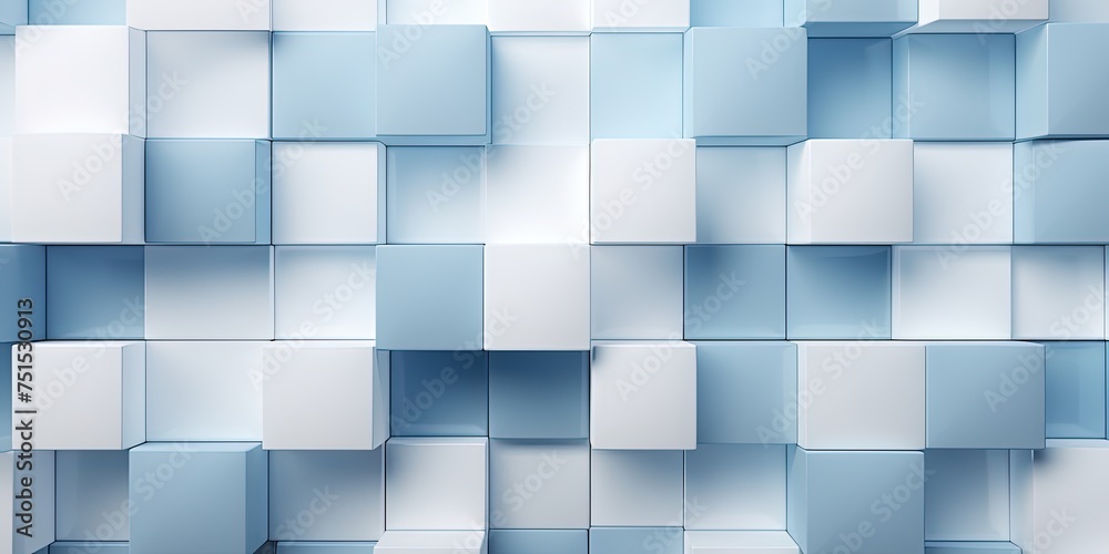 Wall mural Light White-Blue Blocks Wall Background