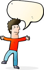 cartoon stressed man with speech bubble