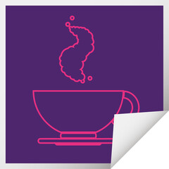 Coffee cup square peeling sticker