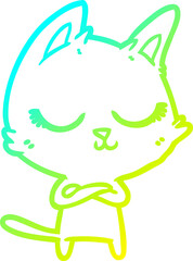 cold gradient line drawing calm cartoon cat