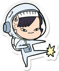 sticker of a cartoon astronaut woman