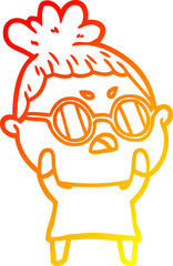 warm gradient line drawing cartoon annoyed woman