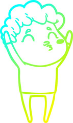 cold gradient line drawing cartoon man pouting