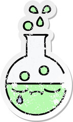 distressed sticker of a cute cartoon test tube