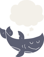 cartoon shark and thought bubble in retro style
