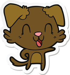 sticker of a laughing cartoon dog