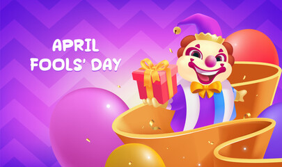 Vector hand painted April Fool's Day celebration banner horizontal template