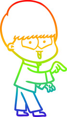 rainbow gradient line drawing cartoon happy boy