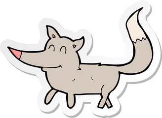 sticker of a cartoon little wolf