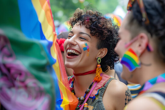 Joyful LGBTQ+ Friends at Pride Festival