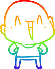 rainbow gradient line drawing happy cartoon bald man