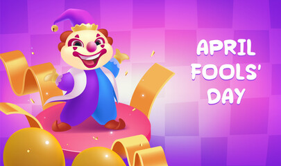 Vector hand painted April Fool's Day celebration banner horizontal template